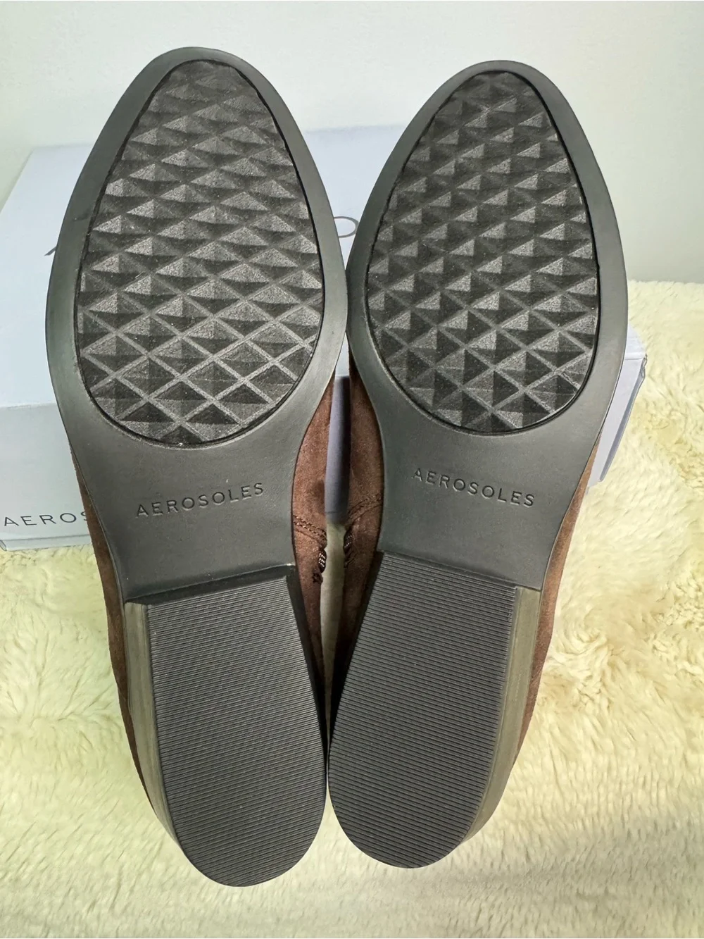 AEROSOLES Chocolate Suede Slip-On Ankle Booties